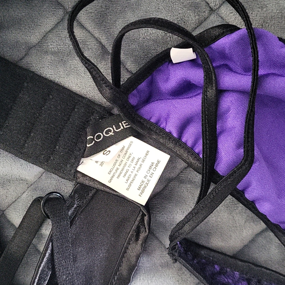 Purple and Black Lace Lingerie Set - Picture 3 of 3